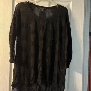White House Black Market black long sleeved sheer blouse sized M